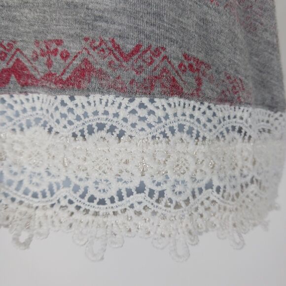 My Michelle Patriotic Flag Tank Top Women's S Crop Top Lace Trim - Picture 3 of 6